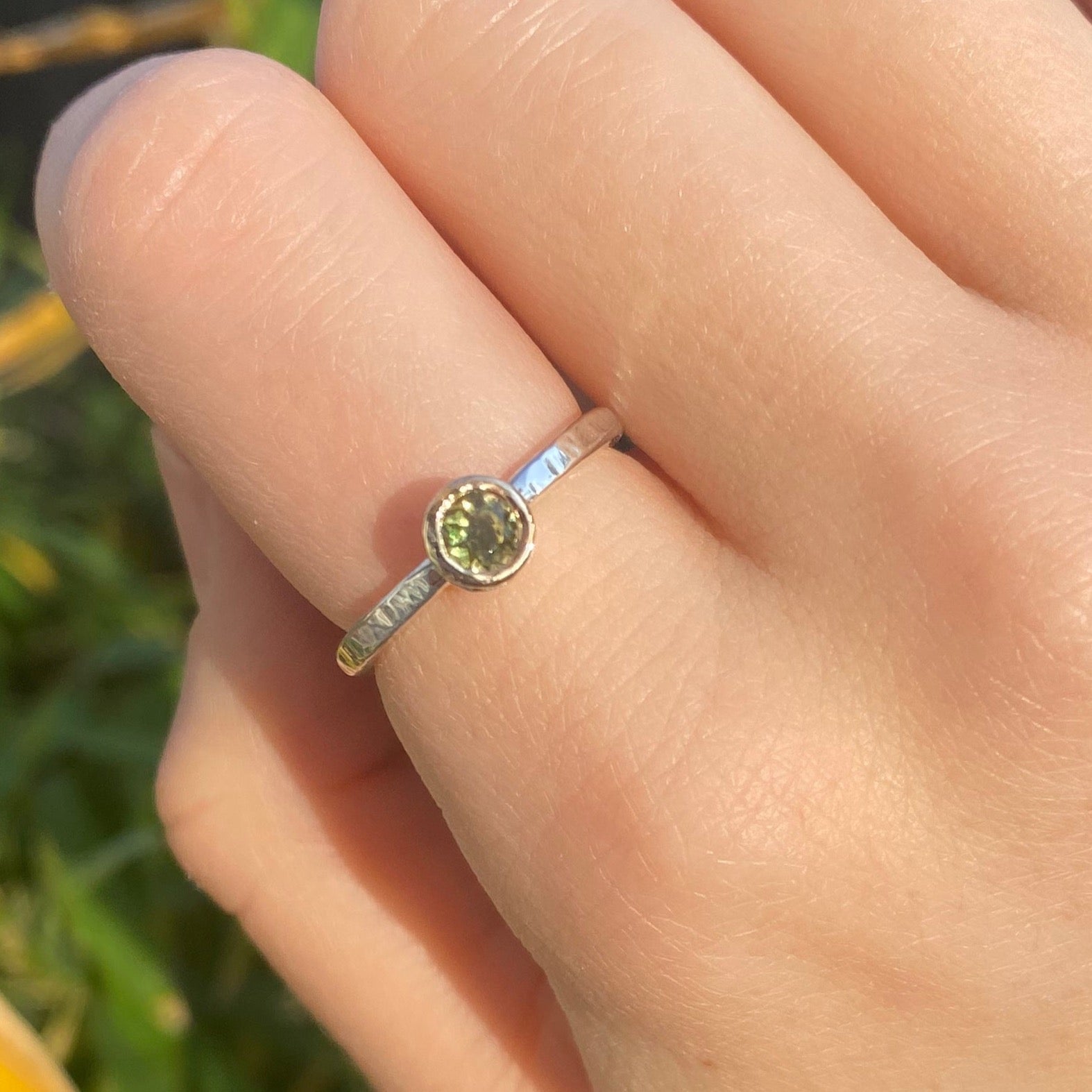 Green tourmaline stacking ring