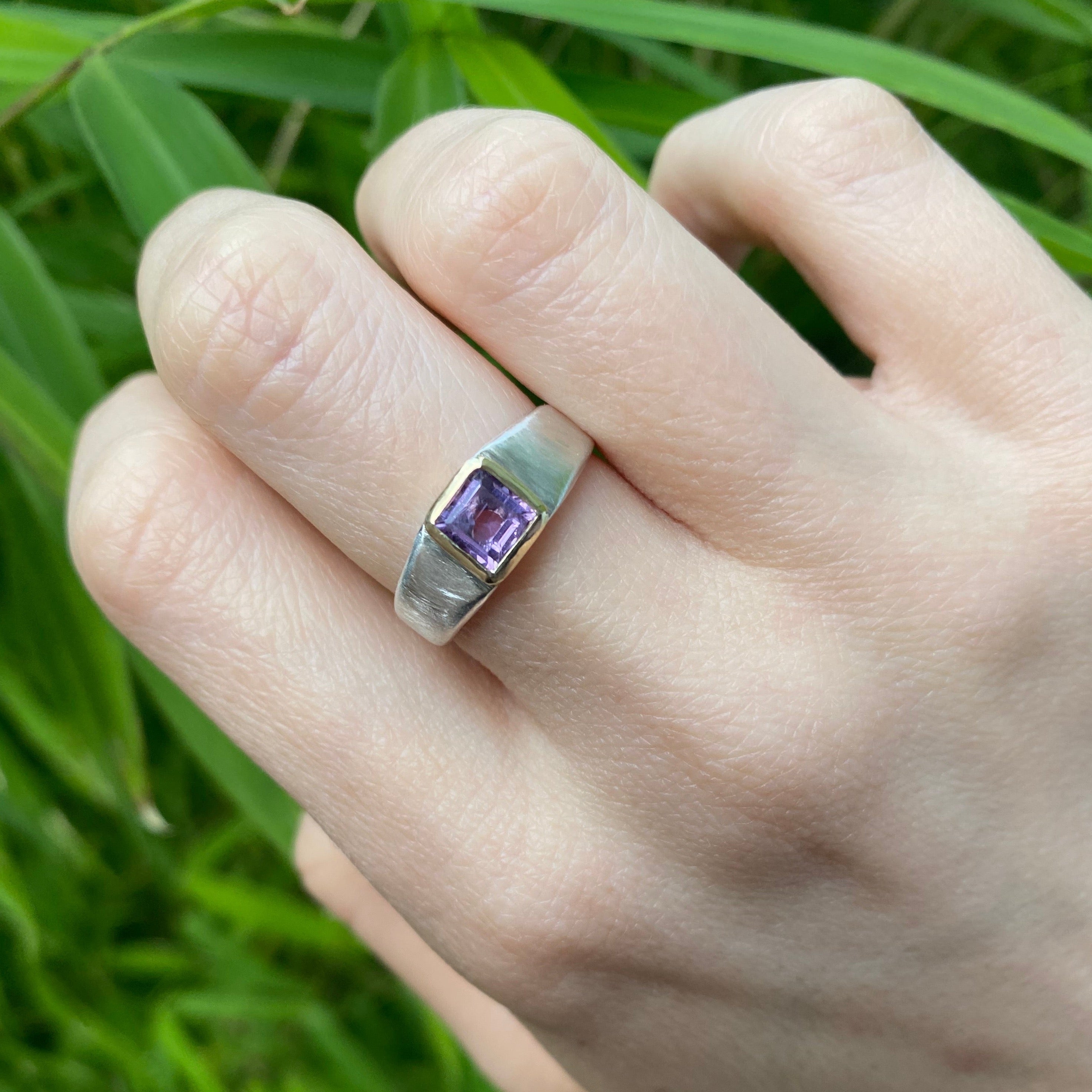 Aquamarine and deals amethyst ring