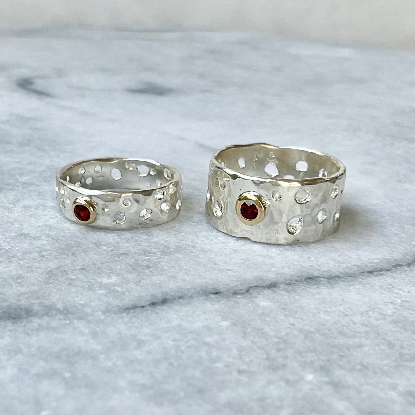 Etna Ring | Organic wide band garnet ring