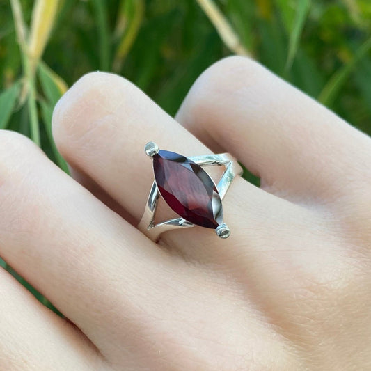 Suiko Ring | Red Marquise Garnet - UK/AU Size L