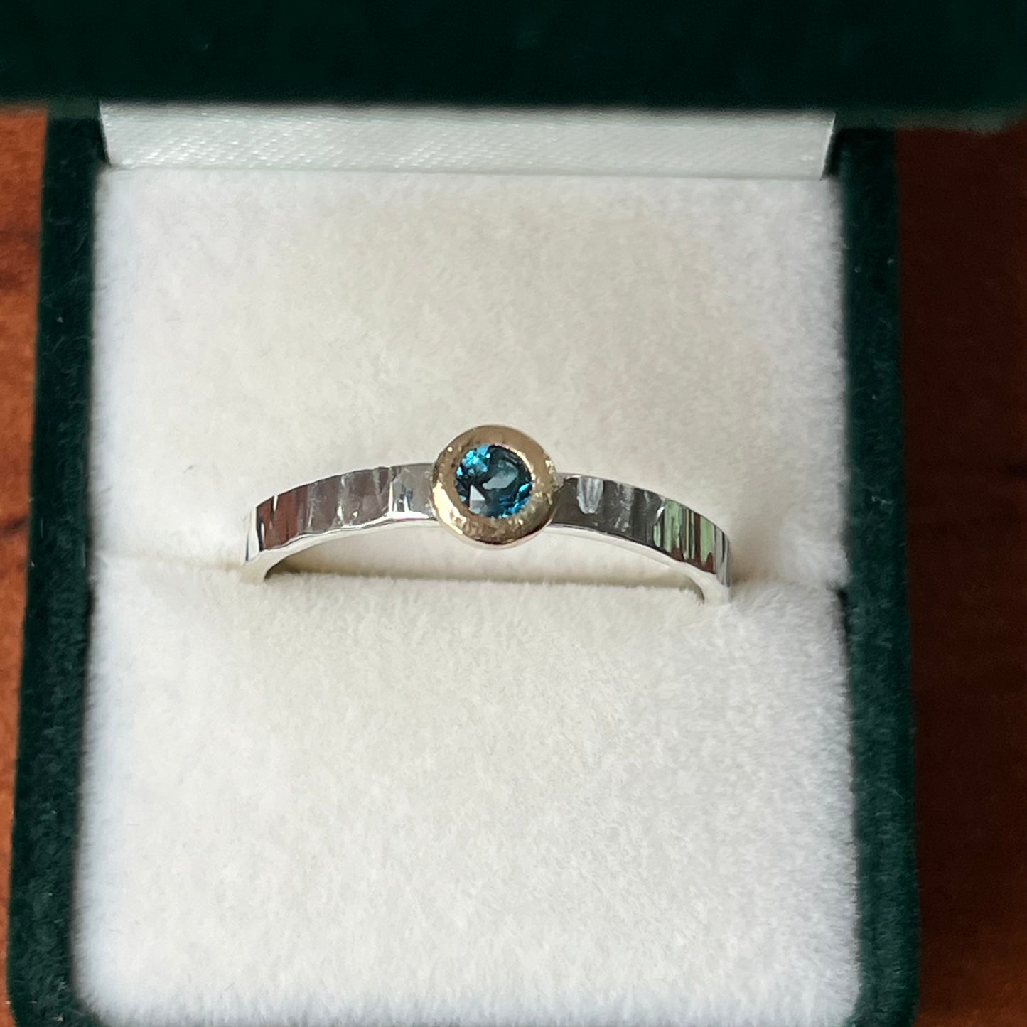 Aega Ring | Blue Topaz Stacking Ring with 9ct Gold - mulitple sizes