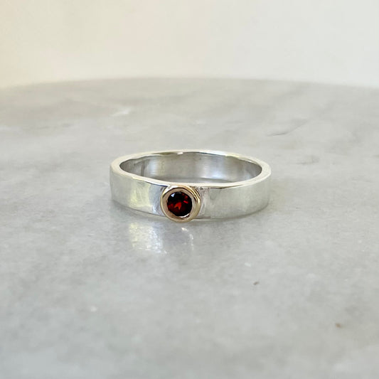 Bezel set garnet ring