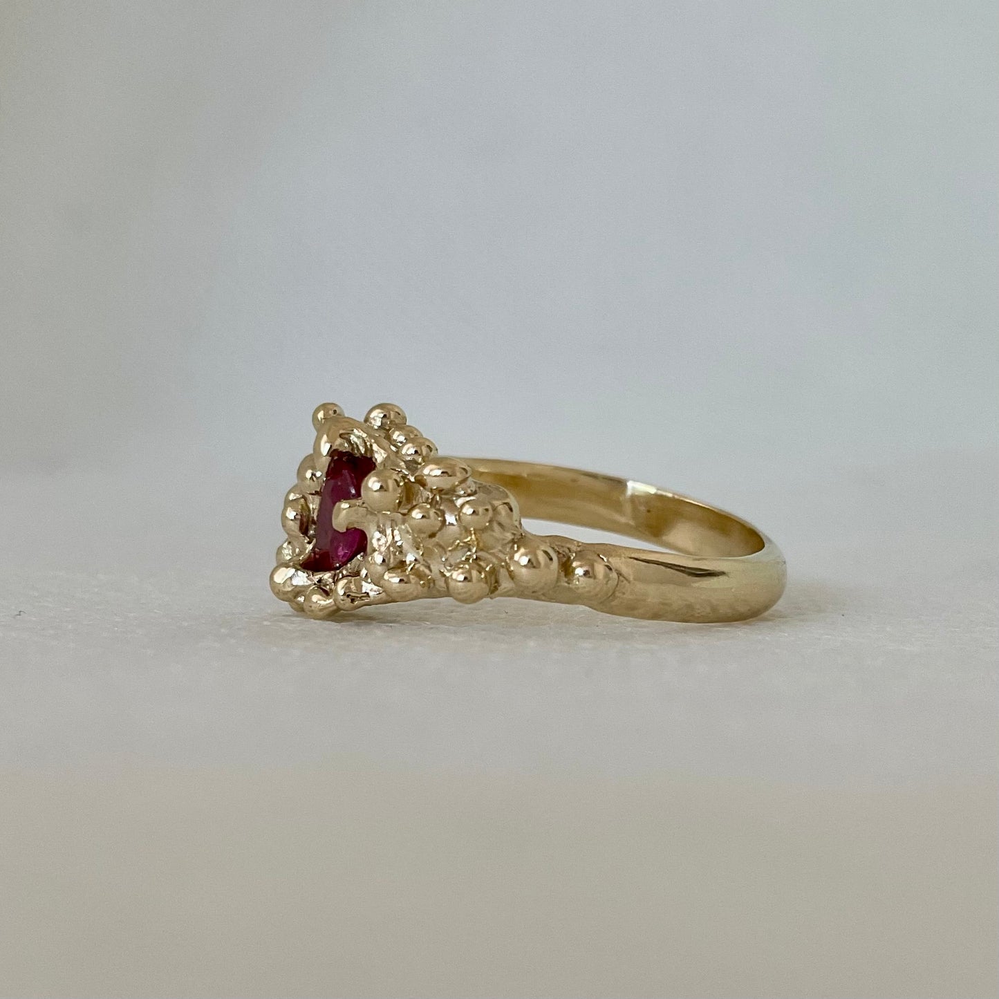 Side view ruby ring