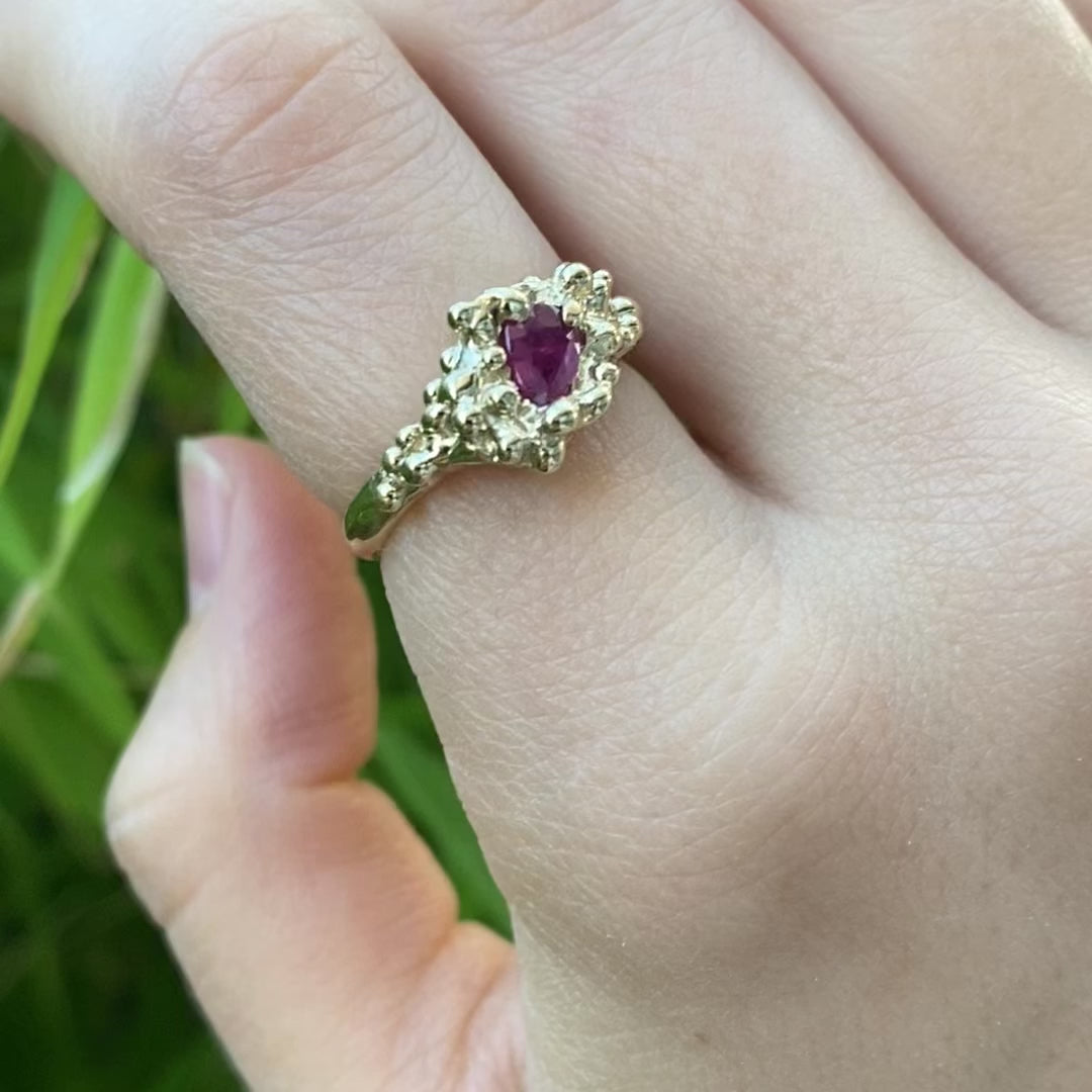 Pear shaped ruby ring