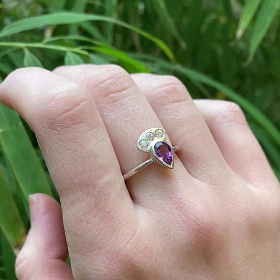 Pear shaped amethyst ring