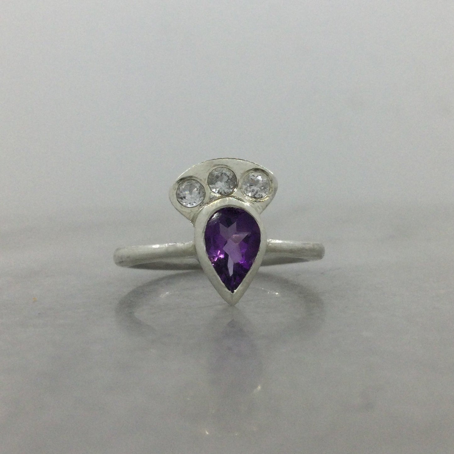 amethyst and white topaz ring