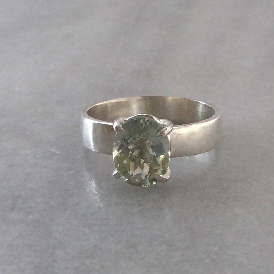 Green amethyst deals engagement ring