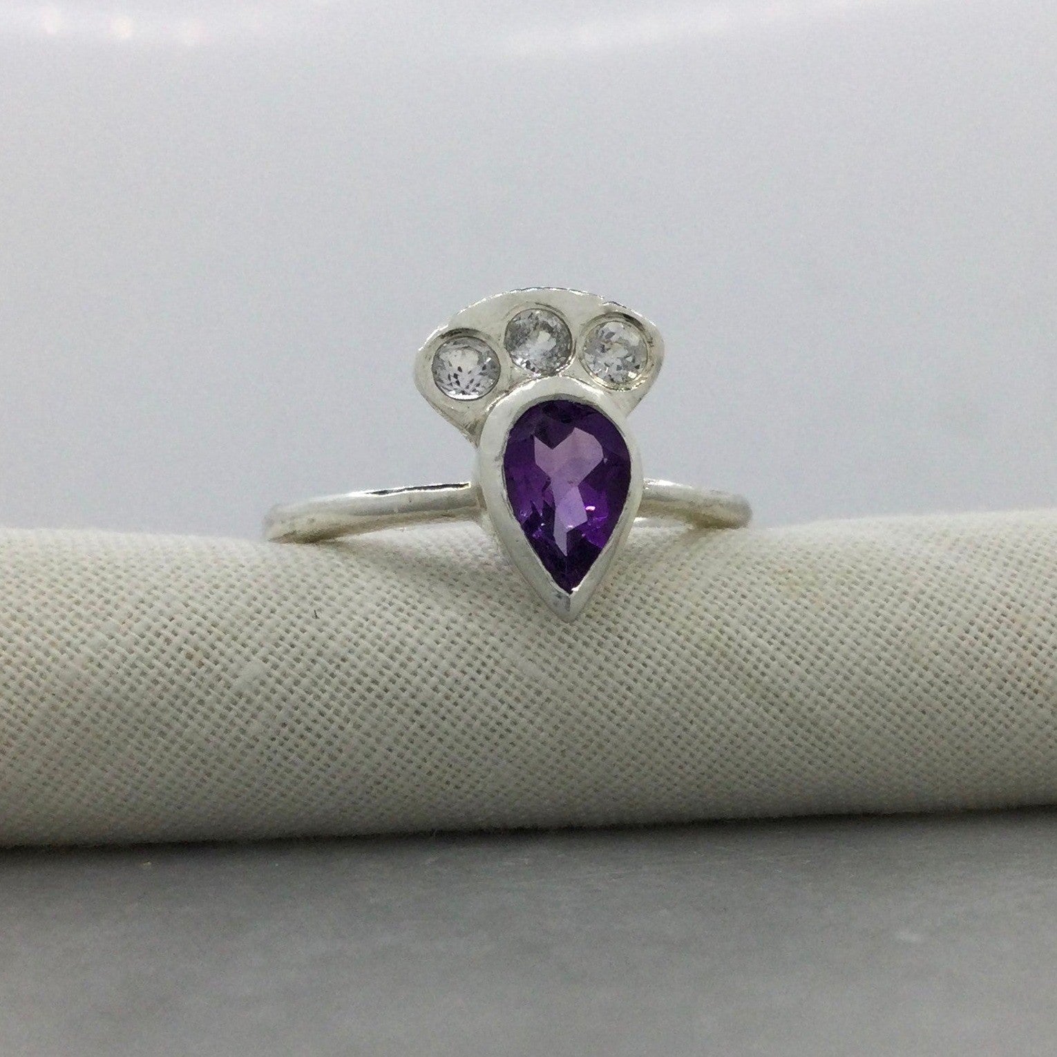 pear shaped amethyst ring